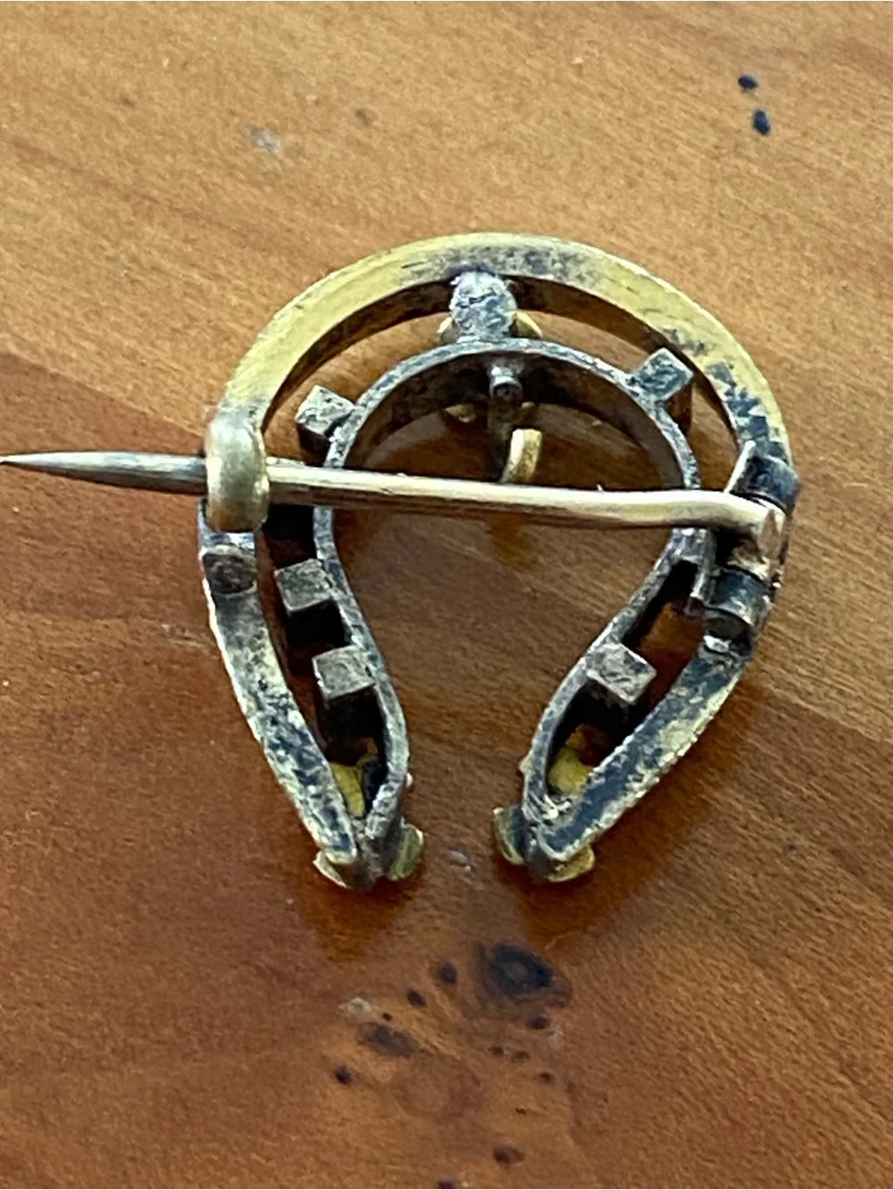 Antique Gold Plated Horseshoe Brooch